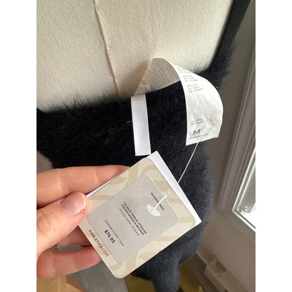 NWT Fabletics Black Faux Mohair 90s Mini Dress Womens Medium Fuzzy Bodycon - Picture 8 of 8